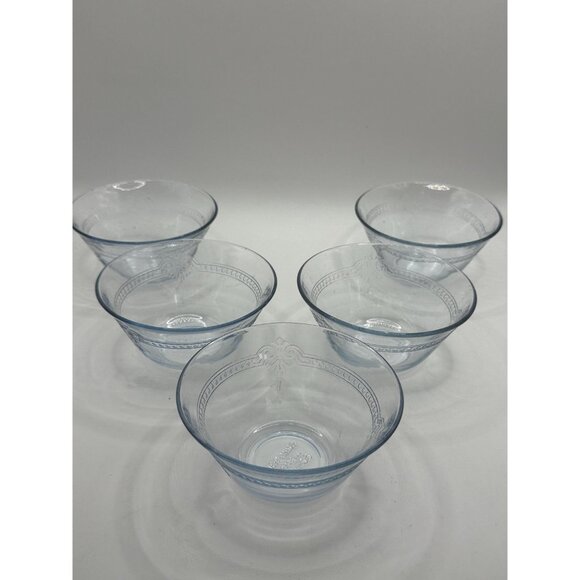 Fire-King Sapphire Blue Philbe Custard Cups – 6 oz, 4” × 2” – Set of 5 – Anchor - Picture 2 of 10